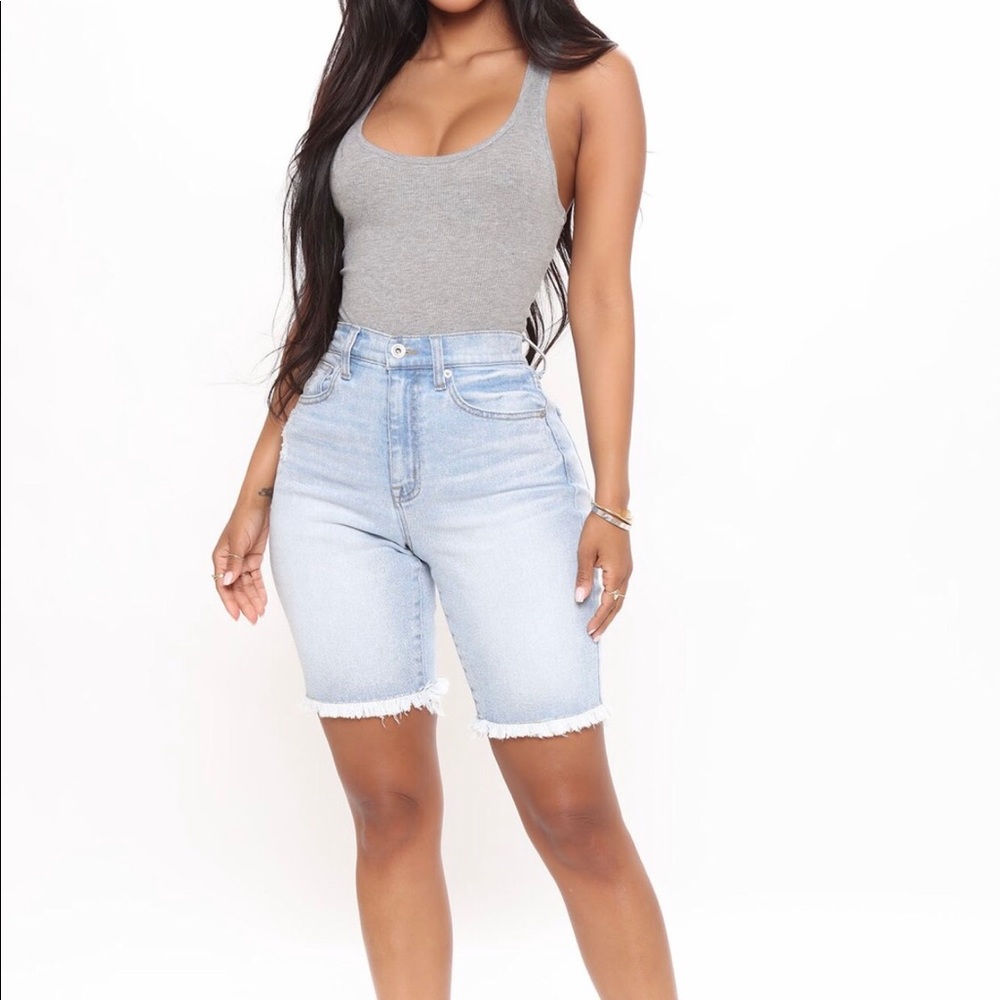 Fashion Nova Chrishell Curvy Stretch Denim Bermuda